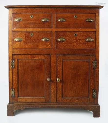 19TH-CENTURY OAK CHEST-ON-CABINET