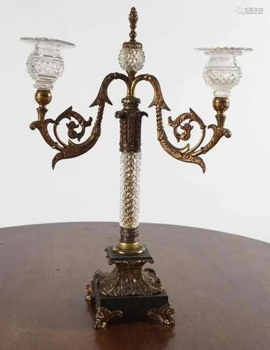 19TH-CENTURY IRISH CRYSTAL AND ORMOLU CANDELABRA