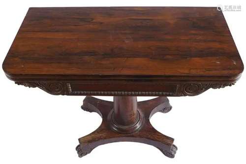 WILLIAM IV PERIOD ROSEWOOD CARD TABLE