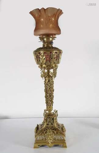 LARGE 19TH-CENTURY BRASS OIL LAMP