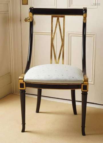 FRENCH EMPIRE STYLE PARCEL GILT CHAIR