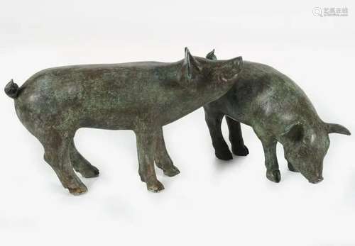 PAIR OF BRONZE GARDEN SCULPTURES