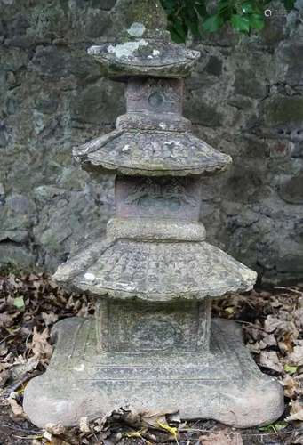 JAPANESE MOULDED STONE PAGODA