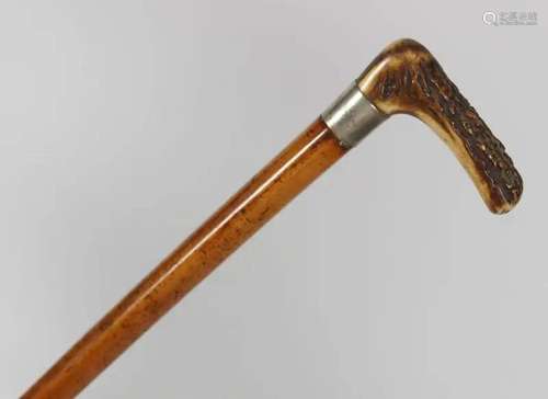 19TH-CENTURY SATIN WALNUT WALKING STICK