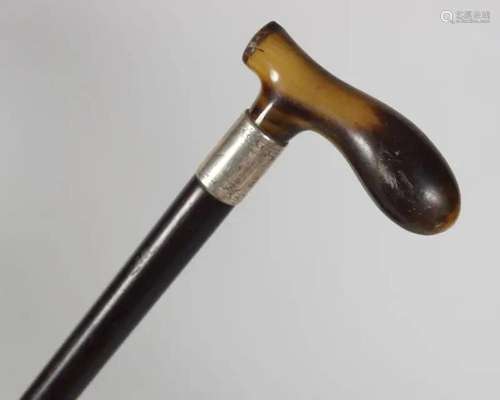 EDWARDIAN EBONIZED WALKING STICK