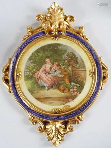 PARCEL-GILT CERAMIC PLAQUE