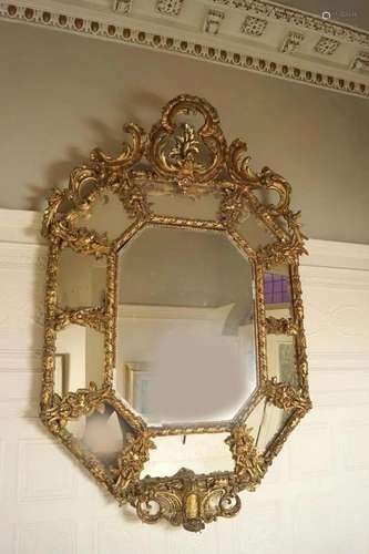 LARGE 19TH-CENTURY GILT FRAMED CUSHION MIRROR