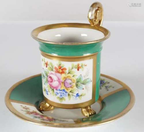 19TH-CENTURY SEVRES STYLE CUP AND SAUCER