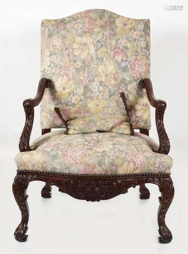 EDWARDIAN MAHOGANY GAINSBOROUGH ARMCHAIR