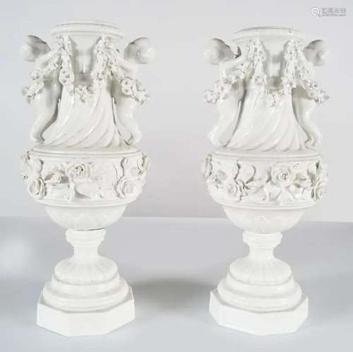 PAIR OF 19TH-CENTURY BLANC DE CHINE VASES