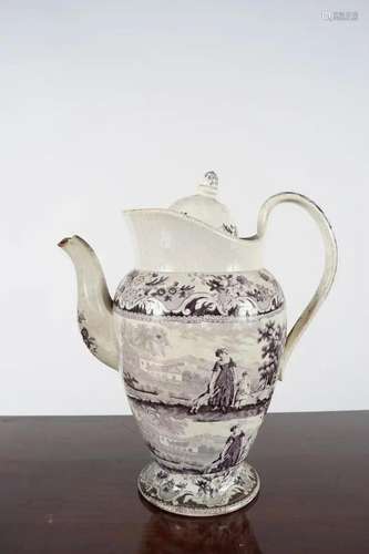 19TH-CENTURY ENGRISAILLE DECORATED TEA POT