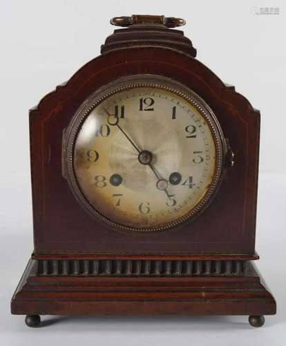 EDWARDIAN MAHOGANY AND INLAID CASED BRACKET CLOCK