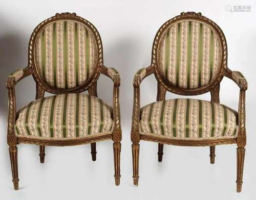 PAIR OF LOUIS XVI STYLE GILTWOOD CHAIRS