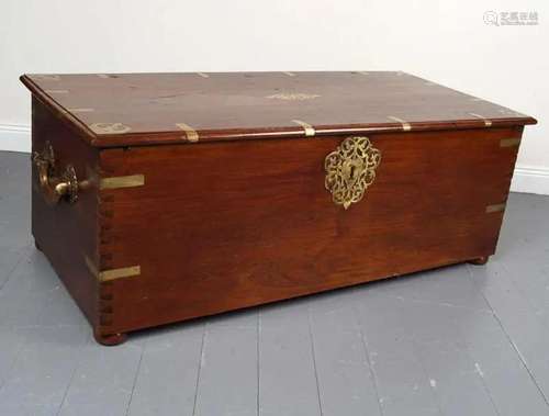 LARGE 19TH-CENTURY BRASS BOUND TRUNK