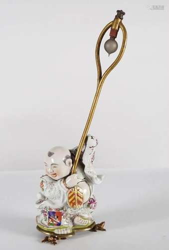 19TH-CENTURY ORIENTAL PORCELAIN FIGURAL LAMP