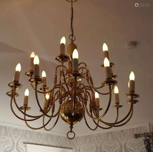 LARGE BRASS CHANDELIER