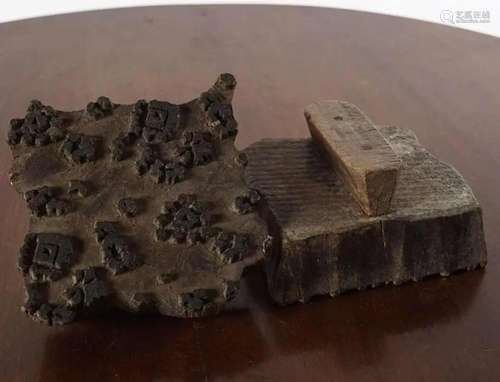 2 19TH-CENTURY WOODEN PRINTING BLOCKS