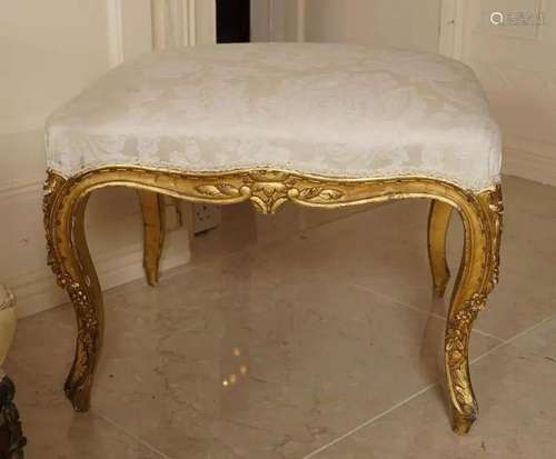 19TH-CENTURY CARVED GILTWOOD STOOL