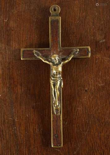 LATE 18TH-CENTURY BRASS AND WOOD CRUCIFIX