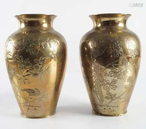 PAIR OF 19TH-CENTURY JAPANESE BRONZE VASES