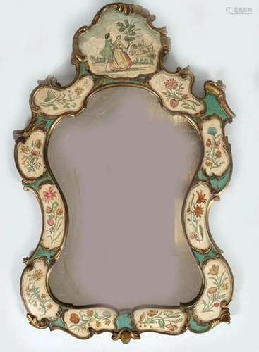 VENETIAN PAINTED AND PARCEL GILT PIER MIRROR