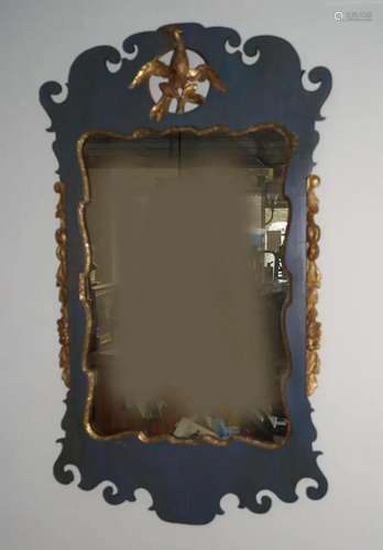 GEORGE II PERIOD PAINTED & PARCEL GILT MIRROR