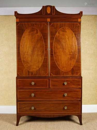 GEORGE III MAHOGANY AND INLAID BLANKET CHEST