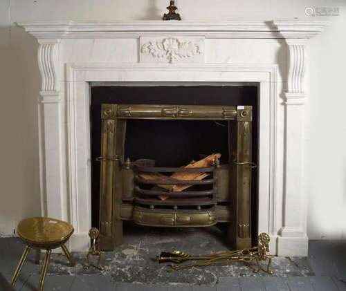 GEORGIAN STYLE WHITE MARBLE FIREPLACE