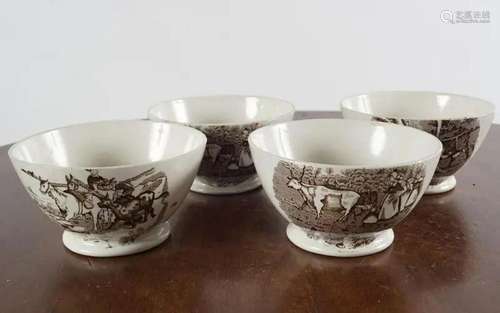 4 19TH-CENTURY STAFFORDSHIRE POTTERY BOWLS