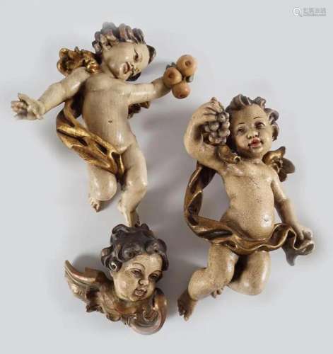 2 LARGE 19TH-CENTURY CARVED WOOD CHERUBS