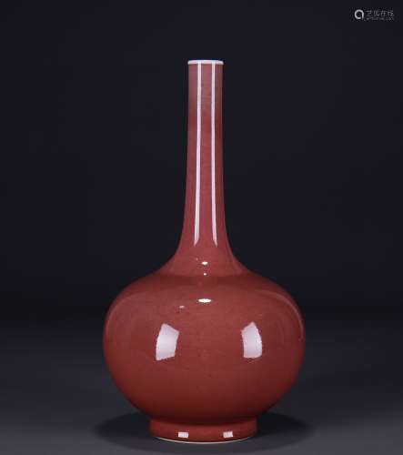 清乾隆 豇豆红釉胆瓶