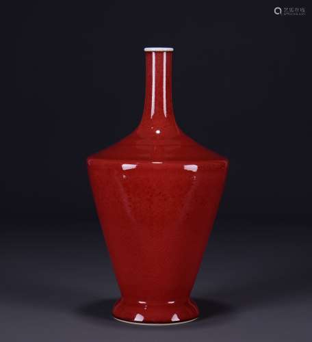 清乾隆 霁红釉椎瓶