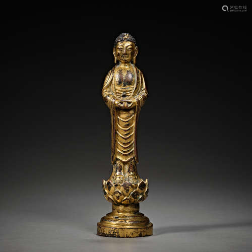 Chinese liao dynasty bronze gilt statue