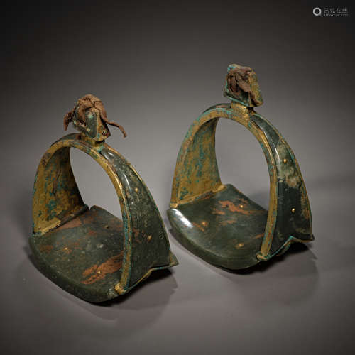 China Hetian jade gilt stirrup