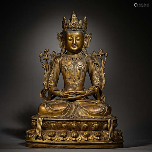 Chinese qing Dynasty bronze gilt statue