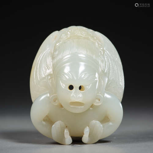 Chinese Yuan Dynasty Hetian jade bird brand