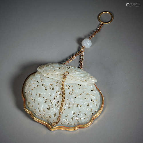 Chinese Yuan Dynasty hetian Jade dragon pattern sachet