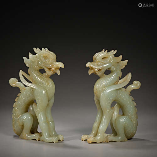 Hetian Jade Dragon in Yuan Dynasty of China