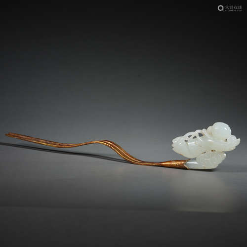 Chinese Yuan Dynasty hetian jade figure hairpin