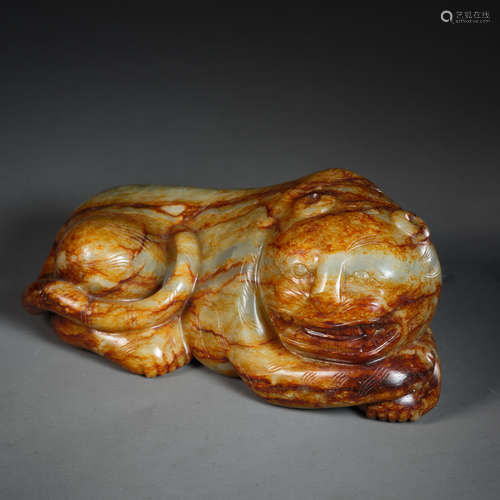 Chinese Yuan Dynasty Hetian jade tiger