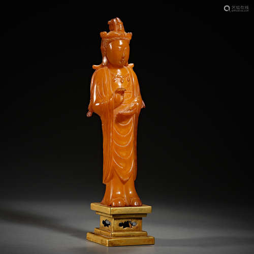 Chinese yuan dynasty pure gold beeswax statue