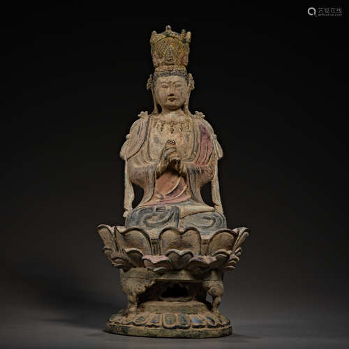 Chinese Liao Dynasty painted Buddha statue