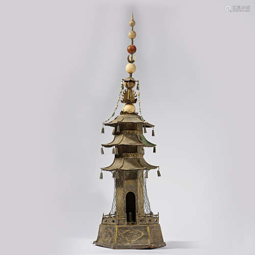 Pure silver pagoda of Song Dynasty of China