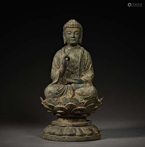 Chinese liao dynasty bronze gilt statue