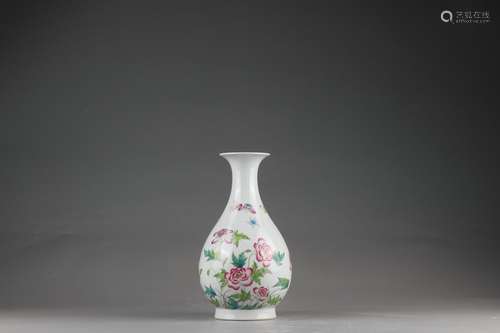 Famille Rose Pear-shaped Vase with Floral Design, Yongzheng ...