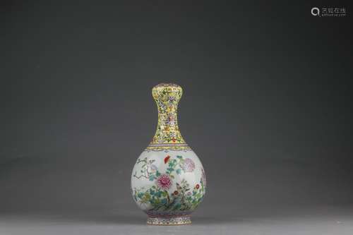 Famille Rose Vase with Flower Design, Qianlong Reign Period,...