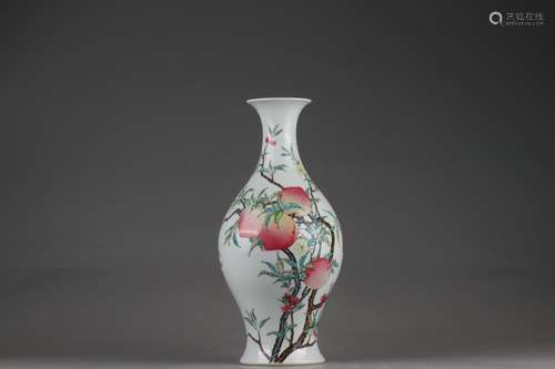 Famille Rose Olive-shaped Vase with Peach Design, Yongzheng ...