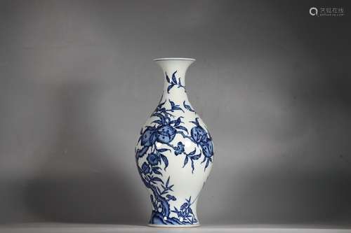 Blue-and-white Olive-shaped Vase, Yongzheng Reign Period, Qi...