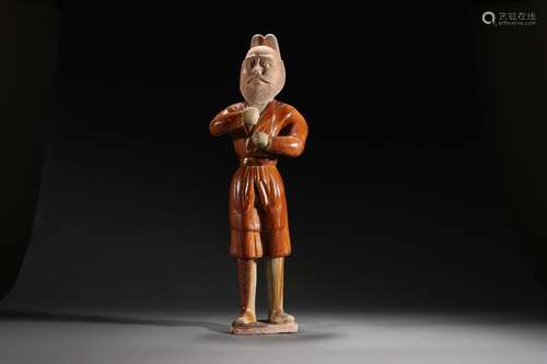 Chinese Tri-colored Northern Barbarian Tomb Figure