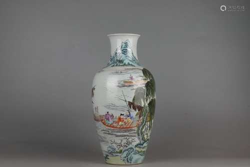 Famille Rose Vase with Figure Design, Qianlong Reign Period,...